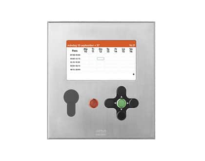 Bokningstavla Aptus Boka 1306 med läsare och grafisk display med säkerhetsglas.