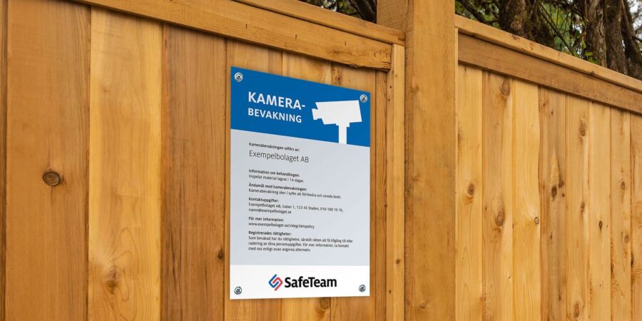 Kamerabevakningsskylt CCTV enligt GDPR | SafeTeam