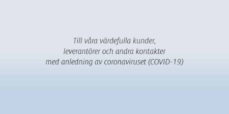 Med anledning av coronaviruset
