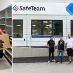 SafeTeam i Malmö flyttar till nya lokaler. Personal med flyttlådor. Samt personal utanför den nya adressen på Höjdrodergatan i Malmö.